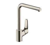 hansgrohe Focus kitchen tap 280 with selectable swivel range and L-spout, stainless steel optic 31817800