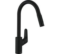 hansgrohe Focus - Single lever kitchen mixer 240 with pull-out spray black matt