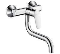 Hansgrohe Focus M41 Wall-Mounted Kitchen Mixer Tap, Chrome Swivel Spout 188mm (Model 31825000)