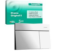 hansgrohe iFrame Element E - Toilet Flush Plate for Dual Flush, Made of Metal, for hansgrohe iFrame Universal Concealed Cistern, Chrome, 66003000