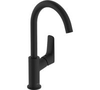 hansgrohe Logis - Bathroom tap Without Waste Set, with Swivel spout, Bathroom Sink Water tap with spout Height 210mm, Bathroom Mixer tap Water-Saving (EcoSmart), matt Black, 71131670