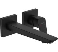 hansgrohe Logis Fine - Bathroom tap wall-Mounted for Concealed Installation, Bathroom Sink Water tap with spout 20,6cm, Bathroom Mixer tap Water-Saving (EcoSmart), matt Black, 71256670