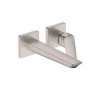 hansgrohe Logis Fine Modern 1-Handle 2-Hole 4-inch Tall Wall Mounted Bathroom Faucet in Brushed Nickel, 71256821