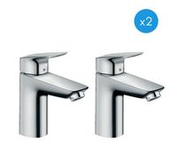 Hansgrohe Logis Set Of 2 Single Lever Basin Mixers 100 With Pop-Up Waste, Chrome (71100000-Duo)