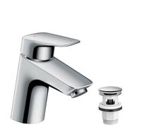 Hansgrohe Logis - Single Lever Basin Mixer 70 for vented hot water cylinders with Push-Open waste set chrome