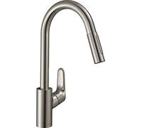 hansgrohe M4116-H240 Kitchen Tap 240, Pull-Out Spray, Hose Box, 150° Swivel Range, stainless steel