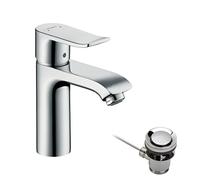 hansgrohe Metris basin mixer tap 110 with CoolStart energy saving function and pop up waste, chrome 31121000
