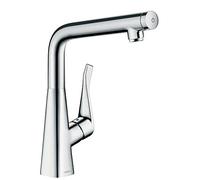 hansgrohe Metris Select kitchen tap 320 with selectable swivel range and start/stop push button, chrome 14883000