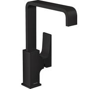 Metropol Single lever basin mixer 230 with lever handle and push-open waste, Matt black (32511670)