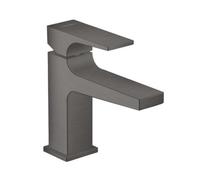 hansgrohe Metropol Water Saving Tap with Long Spout 127 mm and Height 100 mm with Push-Open Drain Fitting Brushed Black Chrome