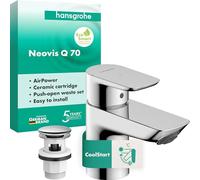 Small Basin Taps Hansgrohe Neovis Q 70 CoolStart, with Push-Open drain fitting Chrome 71350000