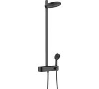 hansgrohe Pulsify S - Water-Saving Shower System (EcoSmart) with Thermostatic Shower Mixer, Head Shower 260mm, Shower Head, Hose, Shower Rail, Rainfall Shower with 2 Sprays, matt Black, 24241670