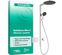 hansgrohe Raindance Alive S - Shower System with Thermostat, Hand Shower (3 Sprays incl. PowderRain), Hose, Rail and Overhead Rainfall (300 mm), Chrome, 24582000