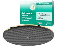hansgrohe Raindance Alive S - Water-Saving Head Shower (EcoSmart+), Rainfall Shower Head (300 mm), 1 Spray, for wall or Ceiling mounting, Anti-limescale, Polished Gold Optic, 24523990