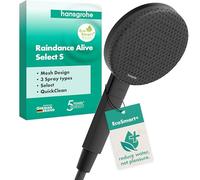 hansgrohe Raindance Alive Select S - Water-Saving Shower Head 5,7 l/min (EcoSmart+), Hand Shower Round (125 mm) with 3 Sprays (incl. PowderRain), with Anti-limescale Function, matt Black, 24512670