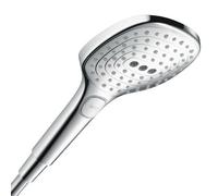 hansgrohe Raindance Select E - shower head, hand shower square (120 x 120 mm) with 3 sprays, with anti-limescale function, chrome, 26520000