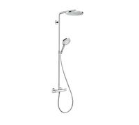 hansgrohe Raindance Select S - shower system with thermostat, hand shower (3 sprays), hose 1.60 m and overhead rainfall (240 mm) round, chrome, 27633000