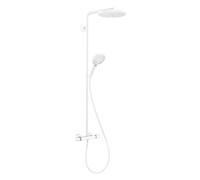 hansgrohe Raindance Select S - shower system with thermostat, hand shower (3 sprays), hose 1.60 m and overhead rainfall (240 mm) round, matt white, 27633700
