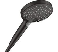 hansgrohe Raindance Select S - Water-Saving Shower Head 5,7 l/min (EcoSmart+), Hand Shower Round (120 mm) with 3 Sprays (incl. PowderRain), with Anti-limescale Function, matt Black, 26516670