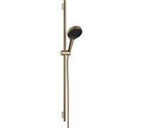 hansgrohe Rainfinity - water-saving shower set, shower head (EcoSmart), shower rail 52cm, holder, Designflex textile shower hose 160cm, hand shower with 3 sprays, brushed bronze, 28744140, 28744140