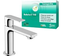 hansgrohe Rebris E 110 Basin Mixer Tap with Pop-Up Waste - Chrome