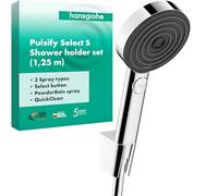 Hansgrohe Shower Set Pulsify Select S, Shower Head with Shower Holder And Shower Hose 1.25 m, Hand Shower with 3 Sprays (Relaxation), Chrome, 24302000
