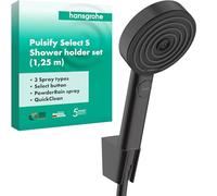 Hansgrohe Shower Set Pulsify Select S, Shower Head with Shower Holder And Shower Hose 1.25 m, Hand Shower with 3 Sprays (Relaxation), Matt Black, 24302670