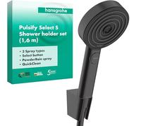 Hansgrohe Shower Set Pulsify Select S, Shower Head with Shower Holder And Shower Hose 1.60 m, Hand Shower with 3 Sprays (Relaxation), Matt Black, 24303670