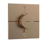 hansgrohe ShowerSelect Comfort E - thermostat conceiled, bathroom tap with safety stop at 40 °C, thermostat square for showers and bath tubs, shower mixer for 2 functions, brushed bronze, 15572140