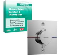 hansgrohe ShowerSelect Comfort E - thermostat conceiled, bathroom tap with safety stop at 40 °C, thermostat square for showers and bath tubs, shower mixer for 2 functions, chrome, 15572000