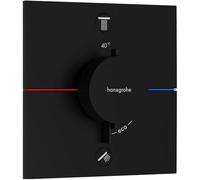 hansgrohe ShowerSelect Comfort E - thermostat conceiled, bathroom tap with safety stop at 40 °C, thermostat square for showers and bath tubs, shower mixer for 2 functions, matt black, 15578670