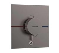 hansgrohe ShowerSelect Comfort E - thermostat conceiled, bathroom tap with safety stop at 40 °C, thermostat square for shower and bath tub, shower mixer for 1 function, brushed black chrome, 15575340