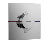 hansgrohe ShowerSelect Comfort E - thermostat conceiled, bathroom tap with safety stop at 40 °C, thermostat square for showers and bath tubs, shower mixer for 3 functions, chrome, 15574000