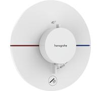 hansgrohe ShowerSelect Comfort S - thermostat conceiled, bathroom tap with safety stop at 40 °C, thermostat round for showers and bath tubs, shower mixer for 1 function, matt white, 15562700