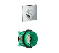 hansgrohe ShowerSelect thermostatic mixer for 2 outlets, chrome and basic set bundle