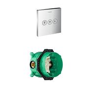 hansgrohe ShowerSelect valve for 3 outlets, chrome and basic set bundle