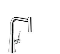 hansgrohe Metris - Single lever kitchen mixer 220 with pull-out spray chrome