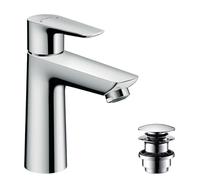 Hansgrohe Talis E 110 Chrome Basin Mixer Tap (EcoSmart) & Push Waste - 71711000