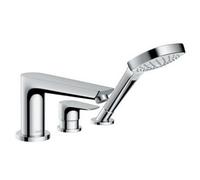 Hansgrohe Talis E Chrome 3-Hole Rim-Mounted Single-Lever Bath Mixer With Hand Shower
