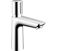 hansgrohe Talis E Self-Closing Bathroom Mixer Tap with Spout Height 110 mm Bathroom Tap Automatic Closing with Temperature Regulation, Water-Saving, No Drainage, Chrome