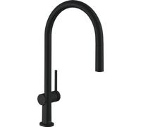 hansgrohe Talis M54 - kitchen tap with pull-out spray, 1 spray, kitchen sink tap with spout height 210 mm, kitchen mixer tap with swivel spout, matt black, 72802670