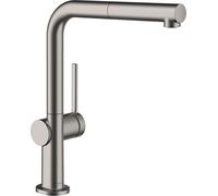 hansgrohe Talis M54 - kitchen tap with pull-out spray, 1 spray, kitchen sink tap with spout height 270 mm, kitchen mixer tap with swivel spout, brushed black chrome, 72808340