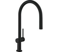 hansgrohe Talis M54 - kitchen tap with pull-out spray, with hose box (sBox), 1 spray, kitchen sink tap with spout height 210 mm, kitchen mixer tap with swivel spout, matt black, 72803670