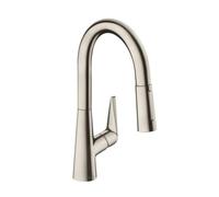 hansgrohe Talis S Kitchen Tap 160, Pull-Out Spray, 110°/150° Swivel Range, stainless steel