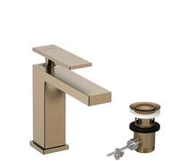 Single Hole Mixer Tap Hansgrohe Tecturis E CoolStart waste puller Start/Stop 110mm Brushed bronze