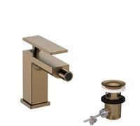 hansgrohe Tecturis E - bidet tap with pop-up waste set, bidet mixer tap with spout height 101 mm, brushed bronze, 73200140