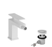 hansgrohe Tecturis E - bidet tap with pop-up waste set, bidet mixer tap with spout height 101 mm, matt white, 73200700
