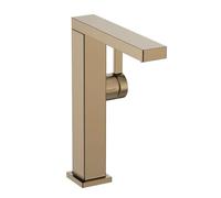 hansgrohe Tecturis E Fine - bathroom tap with push-open waste, energy-saving (CoolStart), swivel spout, bathroom sink tap 210 mm, basin mixer tap water-saving (EcoSmart+), brushed bronze, 73060140