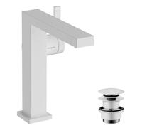 Single Hole Mixer Tap Hansgrohe Tecturis E Fine CoolStart PushOpen waste Start/Stop 150mm White Matt