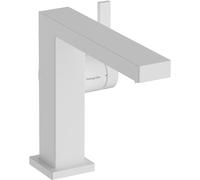 hansgrohe Tecturis E Fine - bathroom tap without waste, energy-saving (CoolStart), bathroom sink tap with spout height 110 mm, basin mixer tap water-saving (EcoSmart+), matt white, 73021700